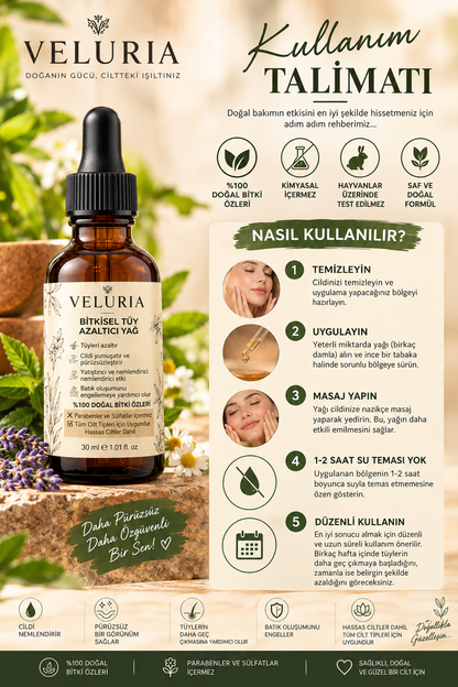 🌿 VELURIA Tüy Giderici Bakım Yağı